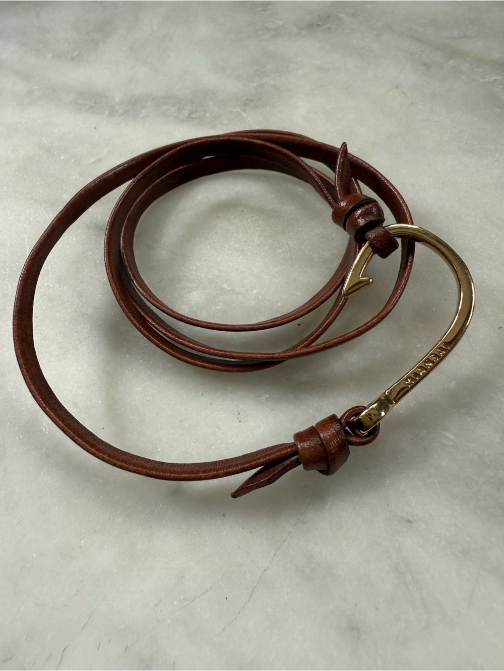 Miansai Gold Hook Leather Wrap Bracelet Brandy Tan Italian Luxury RARE Colorway